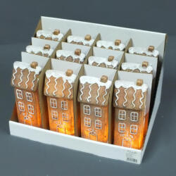 Világítós emeletes mézeskalács ház 12db/doboz - OKOSÁR!