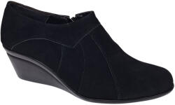 CIUCALETI Botine dama negre din piele naturala intoarsa cu platforme de 5 cm - Mira Velur, marimea 40