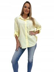  Női laza ing fehér csíkos gallérral, felcsatolható ujjakkal, sárga