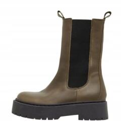 Bianco női bőr, olajzöld, platformos bokacsizma méret (30-50728)