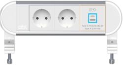 ABL Priza de birou cu 2 module shucko + 1 modul USB A+c 35W - prindere exterioara tip menghina (chroma2shk.1usbac)