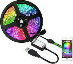 GlobalExpress Inteligent Bandă LED RiXME Wi-Fi USB 5V RGB Lumină 5m Tip SMD5050 cu Sursă de alimentare & Controler WiFi TS2096 (TS2096)