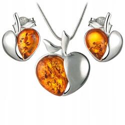  Ezüst Szett alma szív Borostyán ezüst925 Valentin Napi Ajándék (CzarBursztynu 1a45)