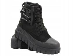 News Női Tornacipő, News 24BT26-7378, fekete, bélelt öko bőr (24BT26-7378.BK)