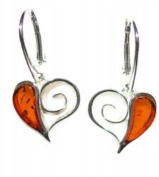  Ezüst Fülbevaló szív balti Borostyán ezüst ajándék Nőnap (CzarBursztynu 1d53)