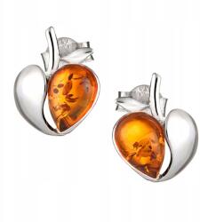  Ezüst Fülbevaló alma szív Borostyán Ezüst Valentin Napi Ajándék (CzarBursztynu 1a45)