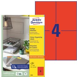 AVERY Etikett AVERY 3456 105x148mm univerzális piros 400 címke/doboz 100 ív/doboz (3456)