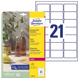 AVERY Etikett AVERY L7782-25 63, 5x38, 1mm víztiszta átlátszó 525 címke/doboz 25 ív/doboz (L7782-25)