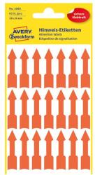 AVERY Etikett AVERY 3008 nyíl alakú fluoreszkáló piros 39x9mm 63 címke/csomag (3008)