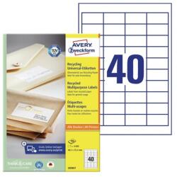 AVERY Etikett AVERY LR3657 48, 5x25, 4mm környezetbarát 4000 címke/doboz 100 ív/doboz (LR3657)