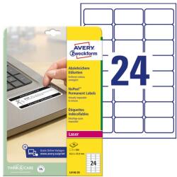 AVERY Etikett AVERY L6146-20 63, 5x33, 9mm laser biztonsági 480 címke/doboz 20 ív/doboz (L6146-20)