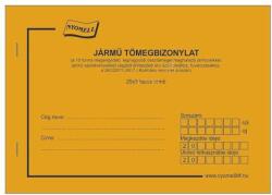  Nyomtatvány jármű tömeg 10 tonna össztömeget megengedett bizonylat A/5 25x3 sorszámozott (99355) - vectraline