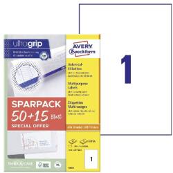 AVERY Etikett AVERY 6603 210x297 mm univerzális fehér 65 címke/csomag 50+15 ív/ csomag (6603)
