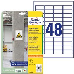 AVERY Etikett AVERY L7873-20 45, 7x21, 2mm extra erős tapadású fehér 960 címke/doboz20 ív/doboz (L7873-20)