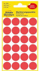 AVERY Etikett AVERY 3595 öntapadó jelölőpont piros 18mm 96 jelölőpont/csomag (3595)
