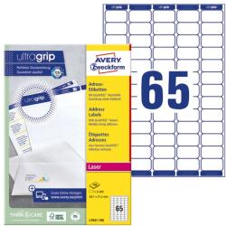 AVERY Etikett AVERY L7651-100 38, 1x21, 2 mm fehér 6500 címke/doboz 100 ív/doboz (L7651-100)