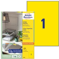 AVERY Etikett AVERY 3473 210x297 mm sárga univerzális 100 címke/doboz 100 ív/doboz (3473)