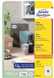 AVERY Etikett AVERY L6242-10 63, 5x42, 3 mm univerzális ovális 10 íves (6242-10)