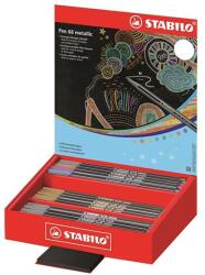 STABILO Filctoll STABILO Pen 68 metallic 60 darabos asztali display fekete teszttömbbel (68/60-8-4)