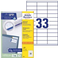 AVERY Etikett AVERY 3421 70x25, 4mm univerzális fehér 3300 címke/doboz 100 ív/doboz (3421)