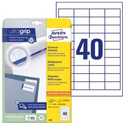 AVERY Etikett AVERY 4780 48, 5x25, 4mm univerzális fehér 1000 címke/doboz 30 ív/doboz (4780)