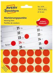 AVERY Etikett AVERY 3374 jelölőpont 18mm piros 96 darabos (3374)
