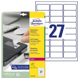 AVERY Etikett AVERY L6114-20 63, 5x29, 6mm laser biztonsági 540 címke/doboz 20 ív/doboz (L6114-20)