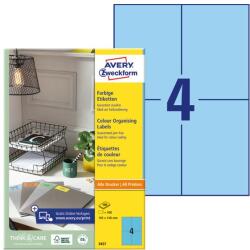 AVERY Etikett AVERY 3457 105x148 mm kék univerzális 400 címke/doboz 100 ív/doboz (3457)