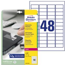 AVERY Etikett AVERY L6113-20 45, 7x21, 2mm laser biztonsági 960 címke/doboz 20 ív/doboz (L6113-20)