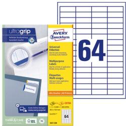 AVERY Etikett AVERY 3667-200 48, 5x16, 9 mm fehér univerzális 14080 címke/doboz 200+20 ív/doboz (3667-200)