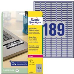 AVERY Etikett AVERY L6008-20 25, 4x10mm laser ezüst 3780 címke/doboz 20 ív/doboz (L6008-20)