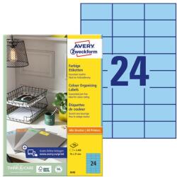 AVERY Etikett AVERY 3449 70x37mm univerzális kék 2400 címke/doboz 100 ív/doboz (3449)