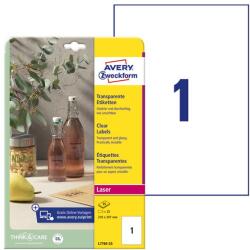 AVERY Etikett AVERY L7784-25 210x297mm laser víztiszta átlátszó 25 címke/doboz 25 ív/doboz (L7784-25)