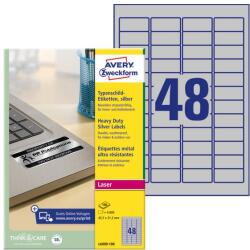 AVERY Etikett AVERY L6009-100 45, 7x21, 2 mm ipari ezüst poliészter 4800 címke/doboz 100 ív/doboz (L6009-100)