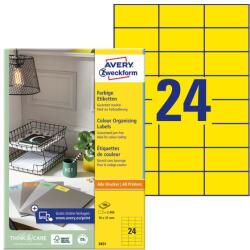 AVERY Etikett AVERY 3451 70x37mm univerzális sárga 2400 címke/doboz 100 ív/doboz (3451)