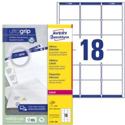 AVERY Etikett AVERY L7161-100 63, 5x46, 6mm fehér 1800 címke/doboz 100 ív/ doboz (L7161-100)