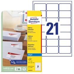 AVERY Etikett AVERY J8160-25 63, 5x38, 1mm inkjet 525 címke/doboz 25 ív/doboz (J8160-25)