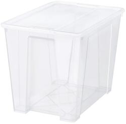  Tárolódoboz műanyag tetővel áttetsző 56x39x42cm 65 liter (001.029.75+704.550.87)