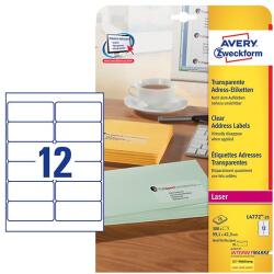 AVERY Etikett AVERY L4772-25 99, 1x42, 3mm időjárásálló laser átlátszó 300 címke/doboz 25 ív/doboz (L4772-25)