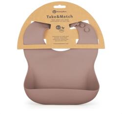 Petite&Mars TAKE&MATCH Szilikon előke zsebbel, Velvet Latte