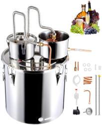 VEVOR Alkohol lepárló 50 L rozsdamentes acél pálinkafőző készülék dupla kondenzátorral, rézspirállal, thumper tartállyal