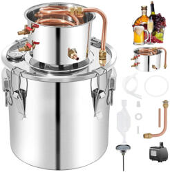 VEVOR Alkohol lepárló 50 literes alkohol desztilláló berendezés rozsdamentes acél, nagy kapacitású pálinkafőző, erős hűtőspirállal