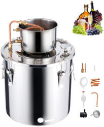 VEVOR Pálinkafőző 30 liter rozsdamentes acél alkohollepárló rézspirállal otthoni párlatkészítéshez