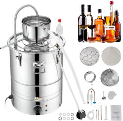VEVOR Lepárló 30L alkohol desztilláló berendezés 1800W elektromos alkohollepárló, rozsdamentes acél pálinkafőző automata hűtőrendszerrel