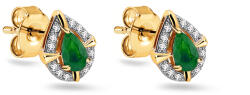  Iliana gyémánt fülbevaló smaragddal, 14K sárga arany KU2182SN