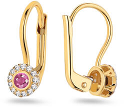 Heratis Forever Virágos fülbevaló utánzott rózsakvarccal és cirkóniákkal, sárga arany, 9K IZ31649HR