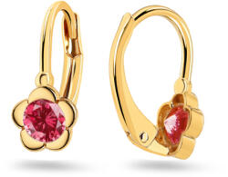 Heratis Forever Gyermek fülbevaló virágmotívummal és rodolit utánzattal, sárga arany, 9K IZ31673HR