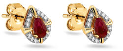  Iliana gyémánt fülbevaló rubinnal, 14K sárga arany KU2182N