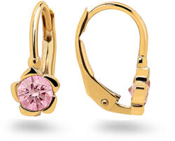 Heratis Forever Gyermek virágos fülbevaló utánzott rózsakvarccal, sárga arany, 9K IZ31299HR