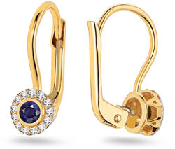 Heratis Forever Virágos fülbevaló szimulált zafírral és cirkóniákkal, sárga arany, 9K IZ31651HR